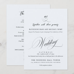 Romantic Elegant Script Calligraphy Wedding Invitation