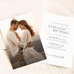 Romantic Elegant Script Sunset Photo Wedding Invitation<br><div class="desc">Embrace timeless elegance with our Modern White Beach Theme Photo Wedding invitations. Featuring a beautiful photograph and calligraphy,  these minimalist invites are perfect for a beach-themed destination wedding. Ideal for informal,  outdoor,  coastal weddings in any season,  they blend modern style with romantic charm.</div>