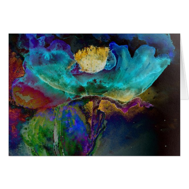 Romantic elegant teal floral watercolor painting (Front Horizontal)