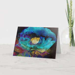 Romantic elegant teal floral watercolor painting card