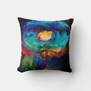 Romantic elegant teal floral watercolor painting throw pillow