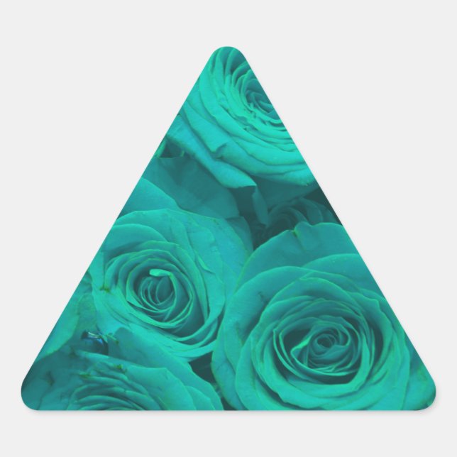 Romantic elegant teal - green  roses triangle sticker (Front)