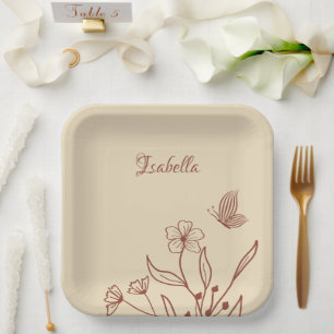 Romantic elegant terracotta floral  paper plate