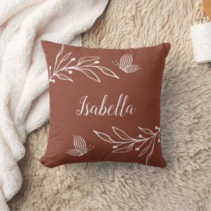 Romantic elegant terracotta floral throw pillow
