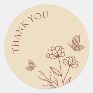 Romantic elegant terracotta floral wedding classic round sticker