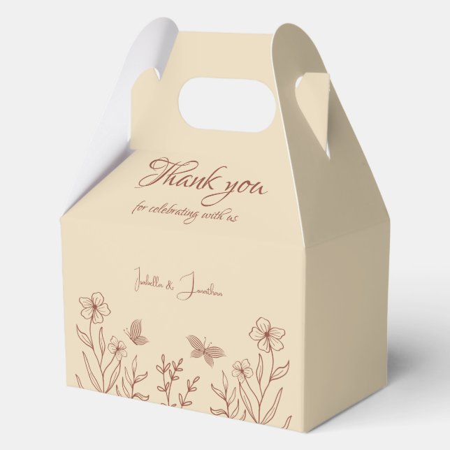 Romantic elegant terracotta floral wedding favor box (Front)