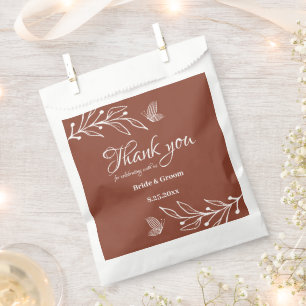 Romantic elegant terracotta floral wedding favour bag