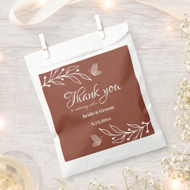 Romantic elegant terracotta floral wedding favour bag (Clipped)