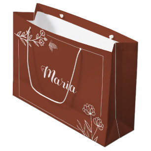 Romantic elegant terracotta floral wedding large gift bag