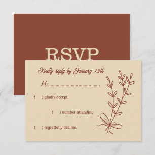Romantic elegant terracotta floral wedding RSVP card