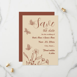 Romantic elegant terracotta floral wedding save the date