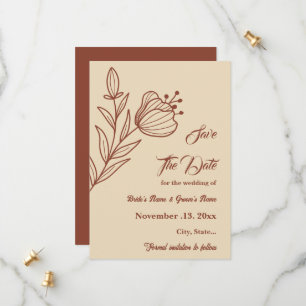 Romantic elegant terracotta floral wedding save the date