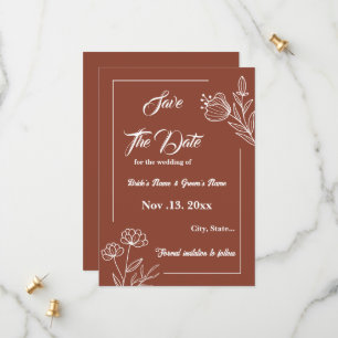 Romantic elegant terracotta floral wedding save the date