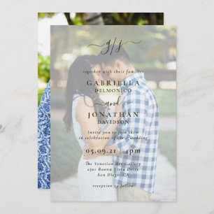 Romantic Elegant Two Photo Monogram Wedding Invit Invitation