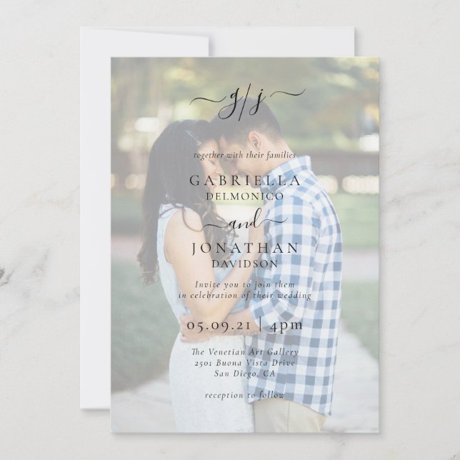 Romantic Elegant Two Photo Monogram Wedding  Invitation (Front)