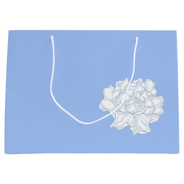 Romantic Elegant Vintage blue flower Large Gift Bag (Front)