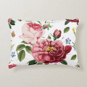 Romantic Elegant Vintage Pink English Roses Accent Pillow