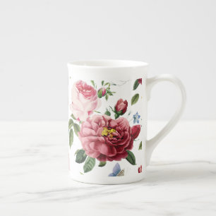 Romantic Elegant Vintage Pink English Roses Bone China Mug