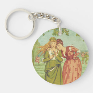 Romantic Elegant Vintage Valentine, Victorian Era Keychain