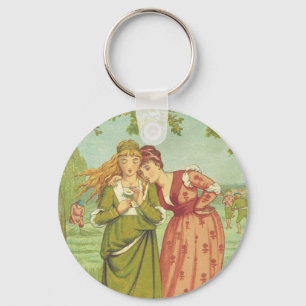 Romantic Elegant Vintage Valentine, Victorian Era Keychain