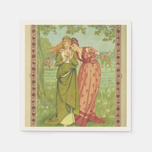 Romantic Elegant Vintage Valentine, Victorian Era Napkin