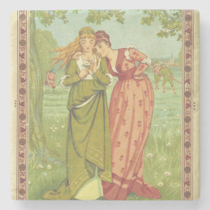 Romantic Elegant Vintage Valentine, Victorian Era Stone Coaster