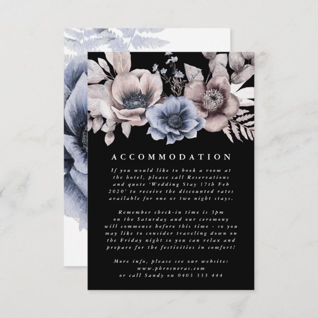 Romantic Elegant Watercolor Floral Wedding Enclosure Card (Front/Back)