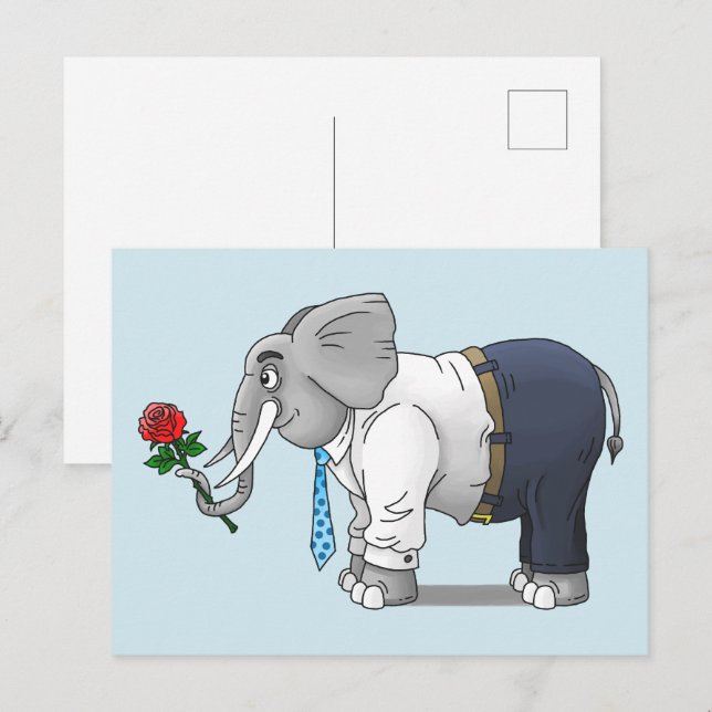 Romantic Elephant Date Valentine's Day Holiday Postcard (Front/Back)