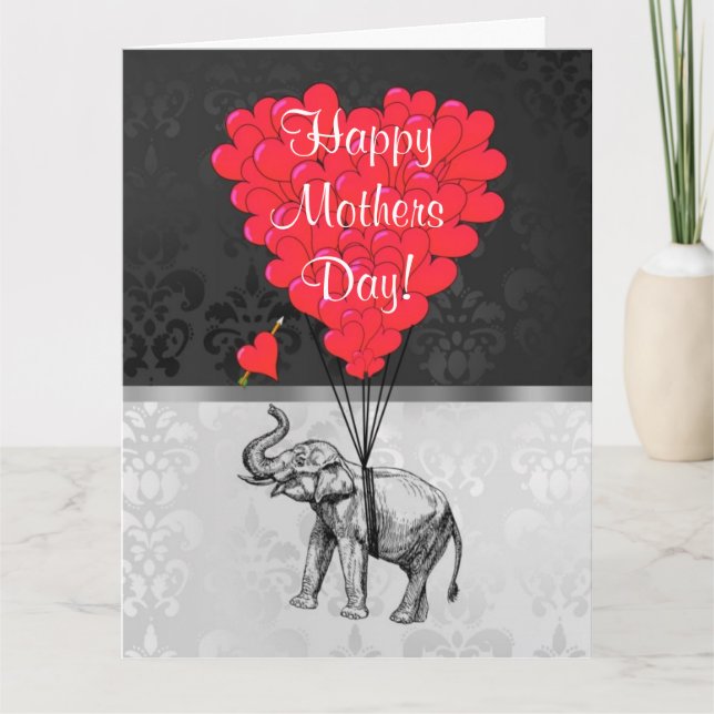 Romantic elephant mothers day card (Front)