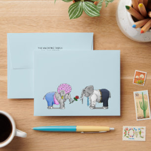 Romantic Elephants Valentines Day Envelope