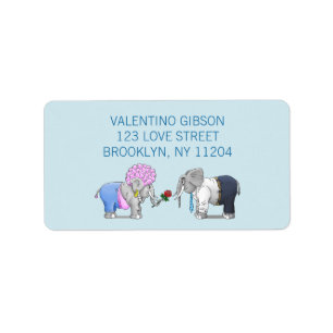 Romantic Elephants Valentines Day Label