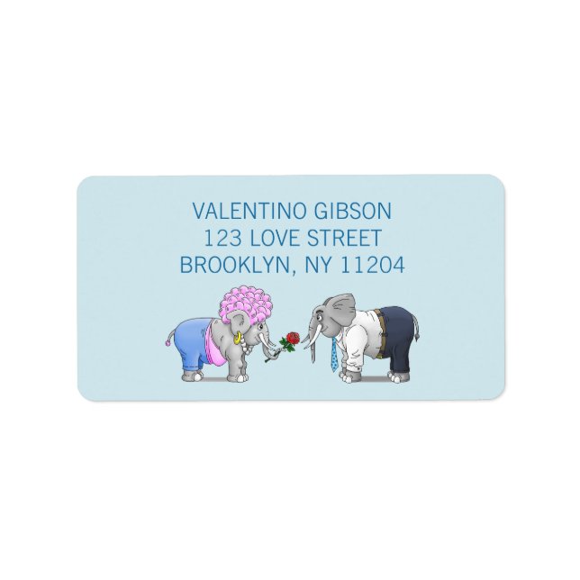 Romantic Elephants Valentines Day Label (Front)