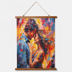 Romantic Embrace Abstract Expressionism  Hanging Tapestry