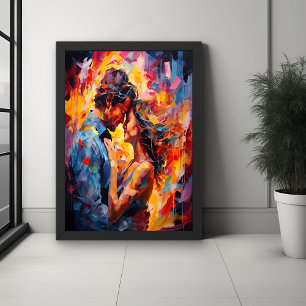 Romantic Embrace Abstract Expressionism Poster
