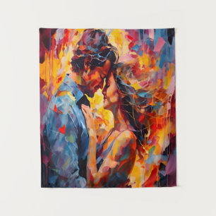Romantic Embrace Abstract Expressionism  Tapestry