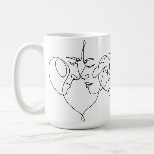 Romantic Embrace: One Line Art of a Loving Couple Coffee Mug