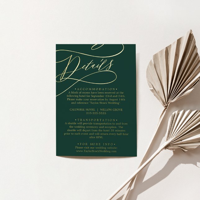 Romantic Emerald Green and Gold Foil Details Card (Romantic Emerald Green and Gold Foil Details Card)