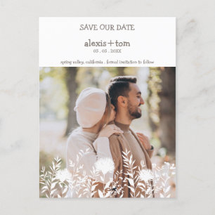 Romantic Engaged Couple with Wildflowers Design Postcard