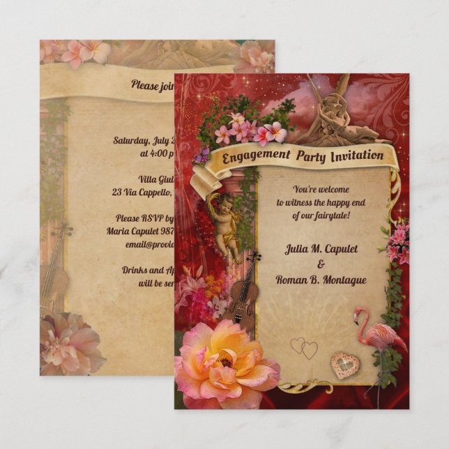 Romantic Engagement Party Invitation (Front/Back)