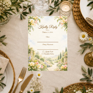 Romantic English Garden Wedding RSVP Card