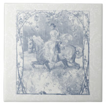 Romantic Equestrian Girl Cottagecore Delft Blue