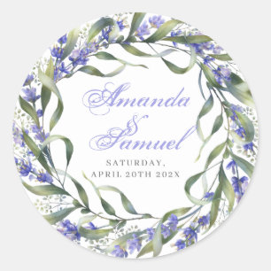 Romantic Eucalyptus & Lavender Wedding  Classic Round Sticker