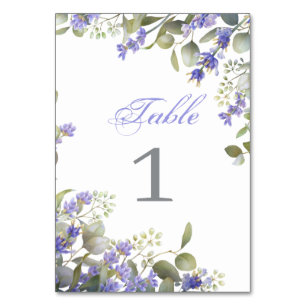 Romantic Eucalyptus & Lavender Wedding Table Number