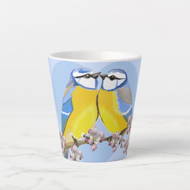 Romantic Eurasian Chikadee Latte Mug (Front)