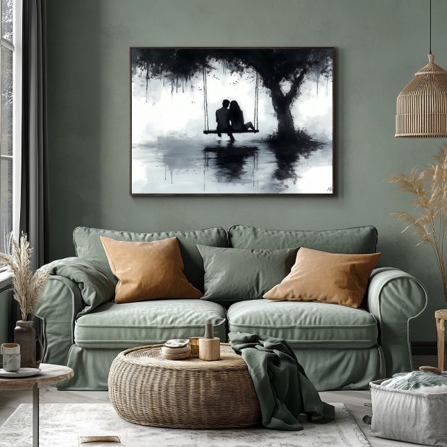 Romantic Evening Couple on a Swing Under the Tree Poster (Creator Uploaded)