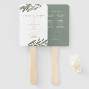 Romantic Evergreen Wedding Program Hand Fan
