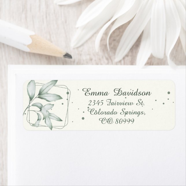 Romantic Faded Green Leaves Return Address Labels (Insitu)