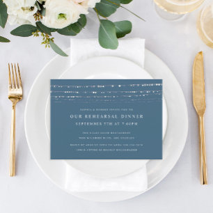 Romantic Fairy Lights Rehearsal Dinner Blue Invitation