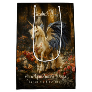 Romantic Fairy Tale Forest Unicorn With Wings Medium Gift Bag