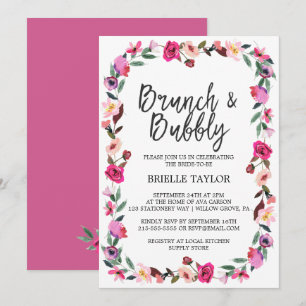 Romantic Fairytale Blossom Wreath Brunch & Bubbly Invitation